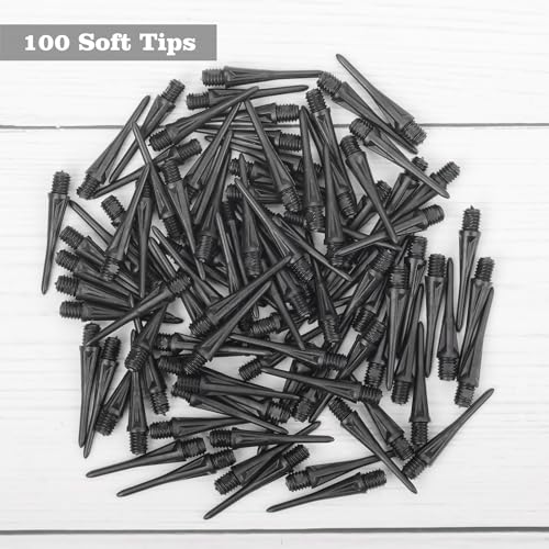 100 PCS Soft Dart Tips 2BA Thread Plastic Dart Points Replacement Accessories for Darts Dartboards