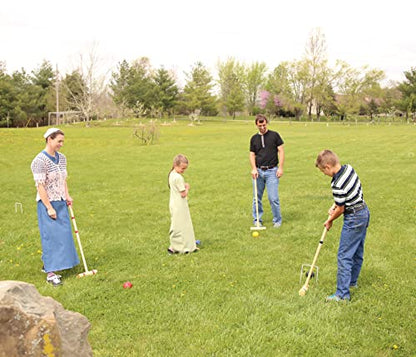 Deluxe Croquet Game Set - 6 Player - with Wooden Stand (Three 28" Handles/Three 32" Handles)