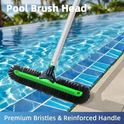 KGC 20" Wide Pool Brush Head, Heavy Duty Pool Scrub Brush with 12-Rows Soft Bristles, Inground/Above Ground Pool with Curved Ends, Clean Pool Wall, Floor, Step, Corner Faster, Safe for Vinyl Liner - size: 20 INCH