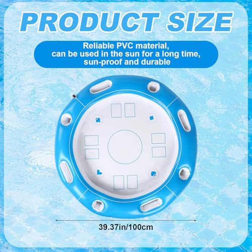 Floating Table for Pool – 100x100cm PVC Inflatable Board, Beverage Holder Tray, Game, Snack Tabletop | Perfect for Adults Kids Beach River Summer Outdoor Leisure Entertainment