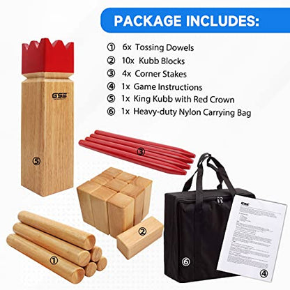GSE Games & Sports Expert Wooden Throwing Game, 12 Numbered Block Toss Yard Game/Kubb Yard Game Set with Carrying Bag for Outdoor Backyard Lawn, Park with Family and Friends - color: Kubb Yard Game Set