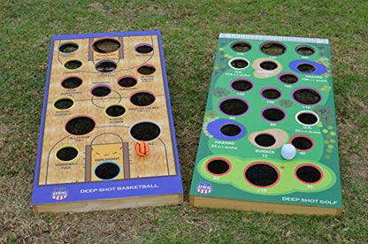 Two-Game Set - Basketball + Golf Bean Bag Toss Games by DEEP SHOT Games