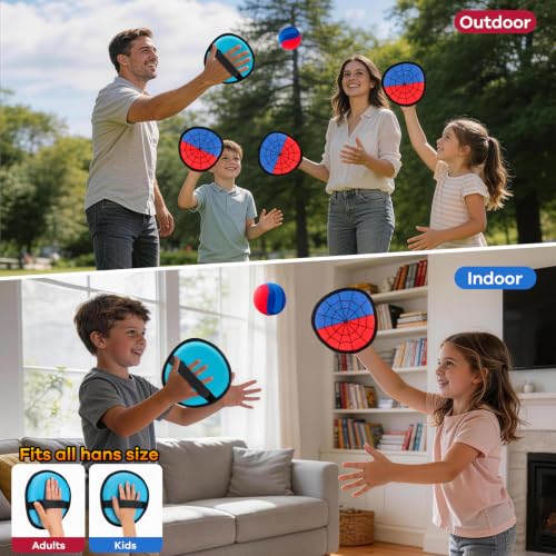 Toss and Catch Ball Game - Beginner Sticky Balls & Kids Baseball Training Glove Toy Paddle - 2026 Top Outdoor Game for Family Boys & Girls - Fun Birthday Gift Idea for 3 4 5 6 7 8 9 10 + Year Boys