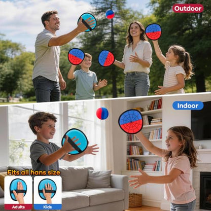 Toss and Catch Ball Game - Beginner Sticky Balls & Kids Baseball Training Glove Toy Paddle - 2026 Top Outdoor Game for Family Boys & Girls - Fun Birthday Gift Idea for 3 4 5 6 7 8 9 10 + Year Boys