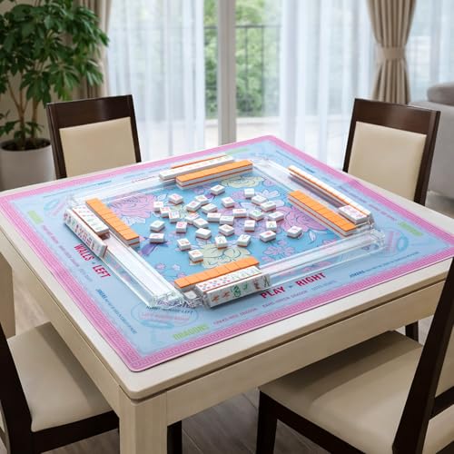 Soulchen 1.2 Inch Orange American Mahjong Set 168 Blossom Numbered Tiles, Tiles Bag and Portable Travel Case Classic Complete Mahjong Set for Adult Collection Gift