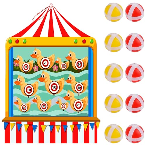Carnival Games for Kids - Dart Board with 10 Sticky Balls Felt Carnival Theme Party Decorations for Indoor Outdoor Activities Circus Birthday Party Decoration Supply Set - size: 19.7x13.8"