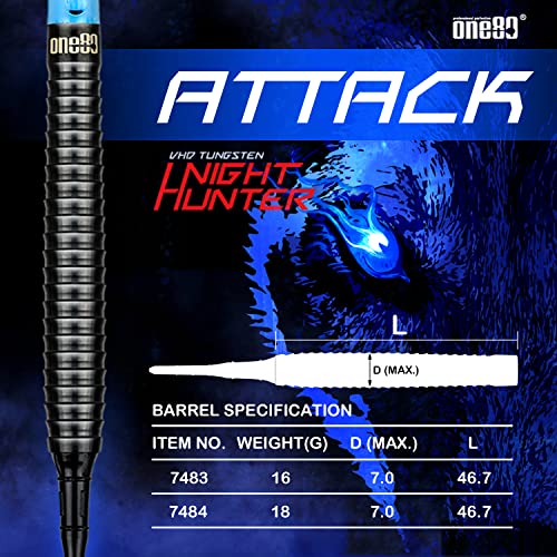 ONE80 90% Tungsten Steel Tip Darts Sets Chameleon, Night Hunter Professional Darts Set - style: Soft tip - Attack - 18g