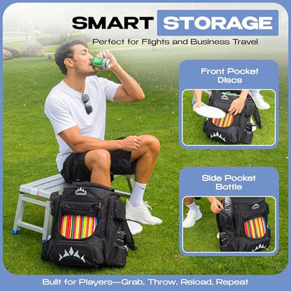 Lightweight Frisbee Disc Golf Bag with Cooler for Large Storage – Disc Golf Carry Bag with Comfortable Strap, Extra Padding & Multiple Pockets for Water Bottles, 18 Frisbee Disk, 12 Cans