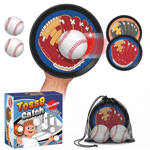Clap&Leap Toss and Catch Ball Set, Outdoor Games, Kids Toddler Baseball Glove & Catch Ball Toys, Easy to Use Sticky Balls, Fits All Hand Sizes, for Beach Yard Pool Outside (Upgraded)