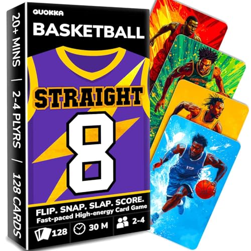 Quokka Basketball Fast-Paced Card Game for Kids & Adults – 128 Cards & Easy Rules – Quick & Fun Matching Game – 2-4 Players – Ages 8+ – Perfect for Family Games Night, Travel and Parties - color: Basketball