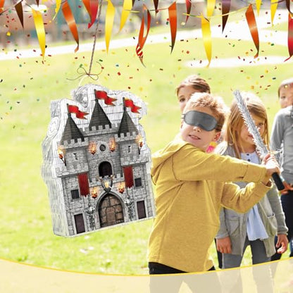 WERNNSAI Medieval Castle Piñata - Medieval Piñata with Blindfold and Bat for Kids Knight Birthday Party Decorations Gothic Castle Vampire Cosplay Halloween Party Supplies - style: Medieval Castle