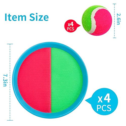 Toss and Catch Ball Game Toys for Kids Ages 4-8, Catch Paddle Toss-Upgraded Version Ball Sports Games for Boys Girls Christmas Birthday Gifts - color: Blue-4 Paddles