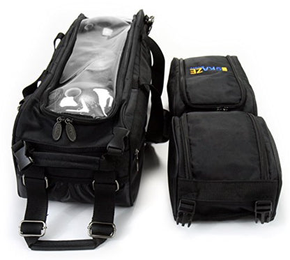 3 Ball Deluxe Bowling Tournament Roller Tote with detachable Shoe and Accessory Bag - color: Blue-Black