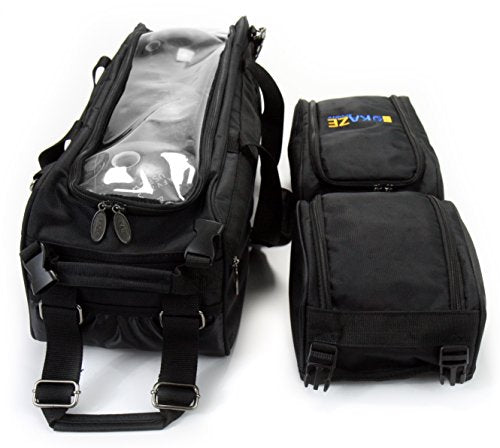 3 Ball Deluxe Bowling Tournament Roller Tote with detachable Shoe and Accessory Bag - color: Blue-Black