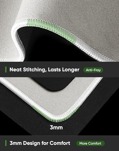ALOANES Beige Waterproof Desk Mat, Large Mouse Pad with Extended Mouse Mat, with Anti Slip Base, Stitched Edge, Grain Jacquard Surface, Perfect for Gamer Office & Home, 3XL(35.43"x15.74"x0.12") - color: 01- Pro Beige, size: 3XL(35.4" x 15.7")