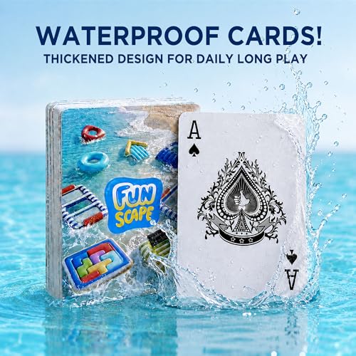 Funscape Floating Table Pool Game Toys, Inflatable Water Play Floating Toy W/Playing Cards, Fun Swimming Pool Float Block Game, Outdoor Travel Yard Beach Play Summer Family Party Gift for Child Adult