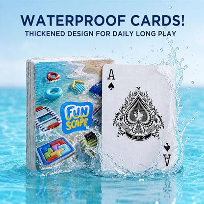 Funscape Floating Table Pool Game Toys, Inflatable Water Play Floating Toy W/Playing Cards, Fun Swimming Pool Float Block Game, Outdoor Travel Yard Beach Play Summer Family Party Gift for Child Adult