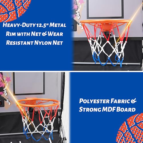 Foldable Electronic Dual Basketball Arcade Game,Double Shot 2 Player, 8 Game Options w/4 Balls LED Scoring System & Indoor Basketball Game for Youth, Adults