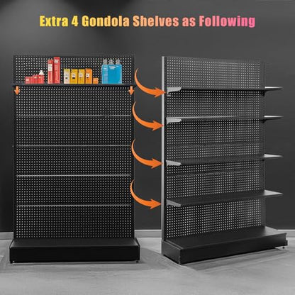Eastern Tree Pegboard Display Stand, 4x6.5 Feet Gondola Retail Shelving Wall Display for Convenient Grocery Office Supply or Retail Stores, Standing Peg Board Display Rack with 30 Hooks, No 4 Shelves - size: 1 Unit 4 x 6.5 Feet