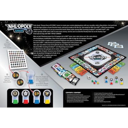 MasterPieces NHL Opoly Junior Board Game - Official Licensed Hockey Game for Family Game Night, Sports Themed Tabletop Play, Hockey Gifts for Boys 8-12, Fun Interactive Ice Hockey Experience
