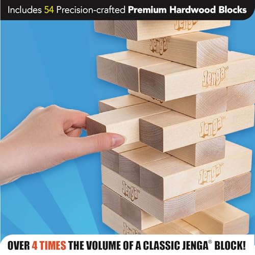 Jenga Giant Challenge, Stacking Game with Tournament Chart & Travel Bag, Party Game for Kids & Adults, Stacks to 3 Feet - style: Challenge