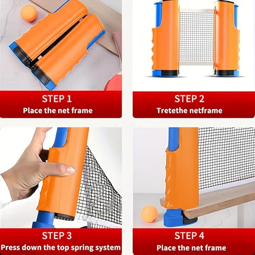 Recreational Table Tennis Sets with 2Pcs Table Tennis Rackets and 3Pcs Ping Pong Balls, Retractable Table Tennis Net Replacement with Clamps for Any Table, Home/Outdoor Games - color: Gray