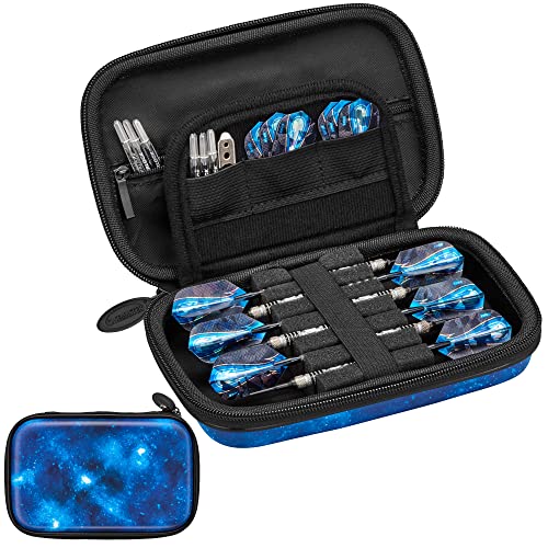 Casemaster Sentinel 6 Dart Case, Holds Extra Accessories, Tips, Shafts and Flights, Compatible with Steel Tip and Soft Tip Darts, Impact & Water Resistant Tactech Shell, Galaxy - color: Tactech Shell Galaxy