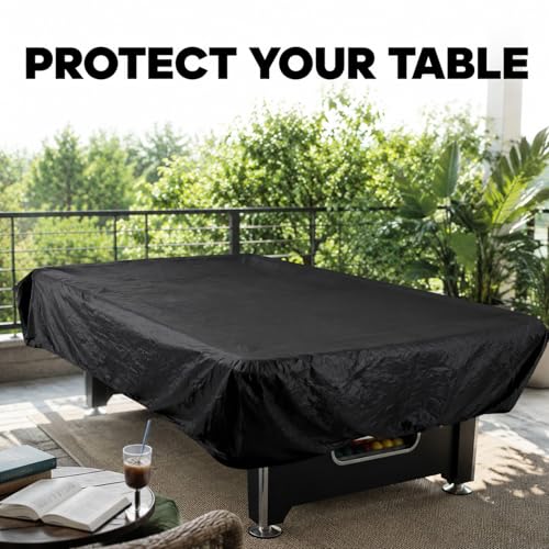 Ping Pong Table Cover, Waterproof Dustproof Outdoor Zippered 210 Silver Coated Polyester 155x75x150cm - Heavy Duty Protection, Tear Resistant, Patio Table Tennis Accessories