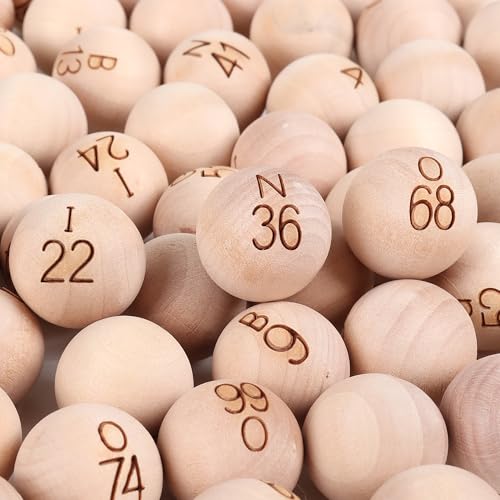 GSE Games & Sports Expert 7/8-Inch Bingo Balls, Solid Wooden Replacement Bingo Game Balls for Parties, Prize Raffles - style: Wooden Balls