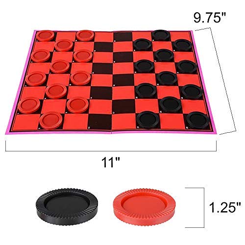 Gamie Checkers Board Game for Kids, Set of 6, Classic Checkers with Red and Black Pieces, Fun Travel Games for Kids and Adults, Cool Birthday Party Favors and Goodie Bag Fillers - size: 11" x 9.75"