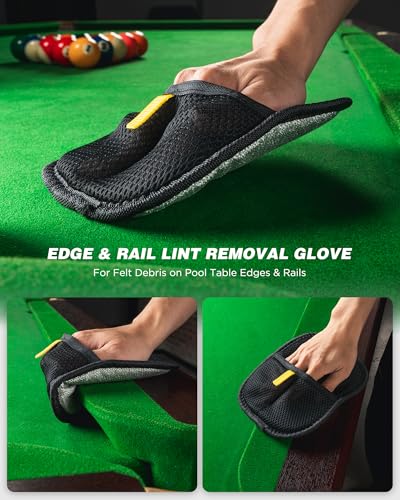 7-in-1 Billiard Table Cleaner Kit - Pool Table Felt Cleaning Accessories with Lint Roller, Glove, Steel Wool, Billiard Marker Dots & Towel