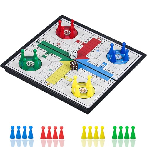 Ludo Game Board Set -9.8”, Magnetic Folding Travel Classic Strategy Game for Kids and Adults (Right Angled) - style: Right Angled