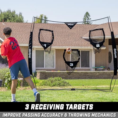 GoSports Football Throwing Net - 8 x 8 ft or 6 x 6 ft Nets - Choose Black or Red - color: 8 x 8 ft Black