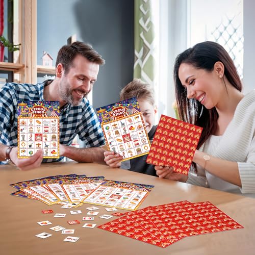 Liliful 35 Pcs Carnival Party Games 24 Players Circus Bingo Games Carnival Bingo Cards for Boys Girls Adults Family Classroom Activities Birthday Party Favors Supplies