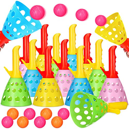 Jerify 30 Pcs Pop Pass Catch Ball Game Outdoor Indoor Games Toys for Kids with 12 Catch Launcher Baskets and 18 Balls Beach Sport Outdoor Activities for Summer Party Favor Gift Age 6 7 8 10 12+
