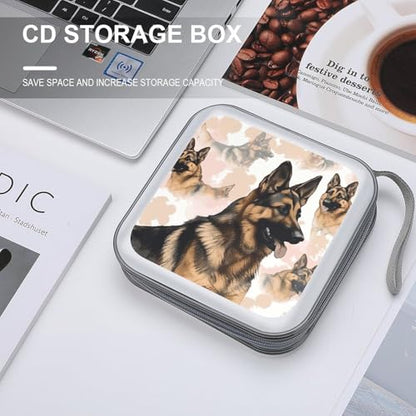 German Shepherd Dog Lovers Portable CD Case Holder,DVD Wallet Holder 40 Capacity CD Cases Storage DVD Book Binder for Car Home Travel - color: German Shepherd Dog Lovers