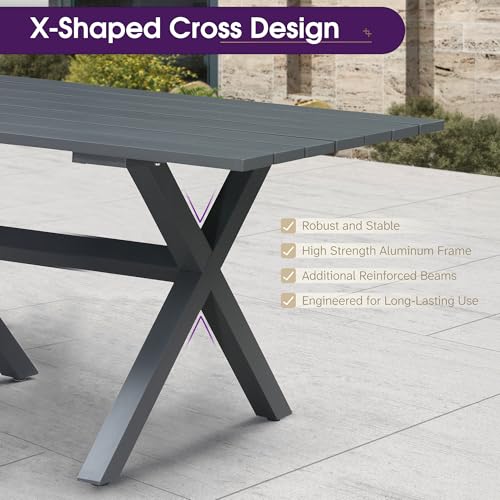 PURPLE LEAF 9 Pieces Outdoor Metal Furniture Set Patio Conversation Sets Dining Set, 1 Square Dining Table and 8 Modern Chairs with Cushions Seat Taupe - color: Taupe, size: 9 Pcs, style: Square