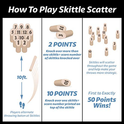 GoSports Skittle Scatter Numbered Block Toss Game with Scoreboard and Tote Bag