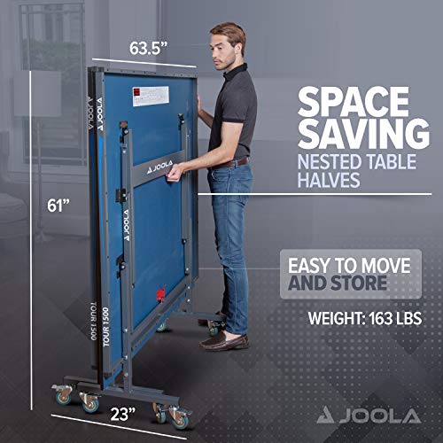 JOOLA Tour Indoor Ping Pong Table with Quick Clamp Table Tennis Net - 10 Minute Assembly - Foldable Indoor Surface with Single Player Playback Mode - Competition Grade MDF Top - Tournament Quality - size: Tour 1500
