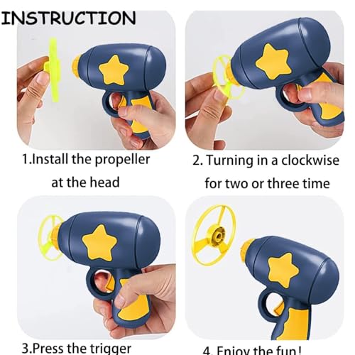 Flying Cat Toy for Indoor Kitten, Interactive Cat Fetch Toy with 1 Light Up Spinning Tops, and 5 Propellers, Flying dis Toy for Training Chasing - color: Yellow