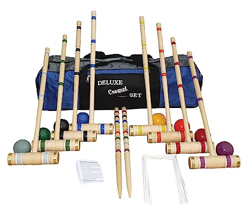 8 Player Croquet Set 32" Handles in a Carrying Bag - Amish Made