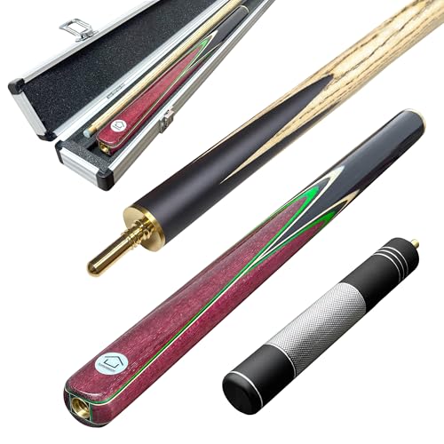 HomeSeason 57inch Snooker Cue Stick 18oz 3/4 Jointed Pool Cue, with Extension, Cue Case, Durable Ash Wood and Red Maple Construction Billiards Cue - color: HSS08