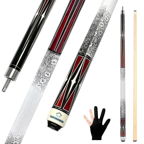 HomeSeason Pool Cue Stick 58" Billiard Cue Sticks 3D Printed Grip Professional Low Deflection Pool Sticks Maple Wood Pool Sticks 13mm Tip - color: 18oz