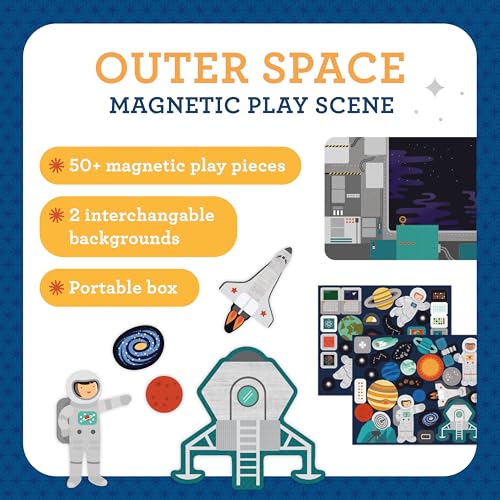 Petit Collage Outer Space Play Scene Mix and Match Magnetic Pieces, Ages 3+, 2 Scenes and 54 Pieces - color: Mag Play Scene Outer Space