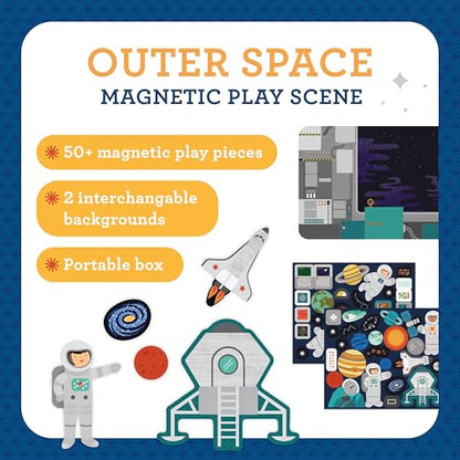 Petit Collage Outer Space Play Scene Mix and Match Magnetic Pieces, Ages 3+, 2 Scenes and 54 Pieces - color: Mag Play Scene Outer Space