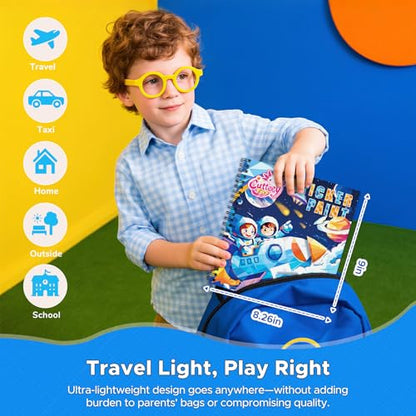 2PCS Paint by Number Sticker Book - Kids Crafts & Acitivity Puzzles Book for Ages 4-10,Mess-Free Travel Toys for Road Trip & Airplane,Perfect Gifts & Basket Stuffers for Kids - color: Vehicle,space