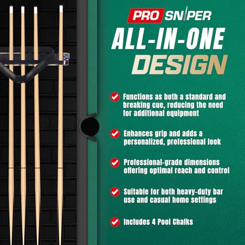Prosniper Premium Pool Sticks Set of 4 | 58-Inch, 19-Oz Canadian Ashwood Pool Cue with Low-Deflection Shaft & 4 Extra Chalks | Pro-Grade Billiard Cue for Home & Bar Play - color: Black