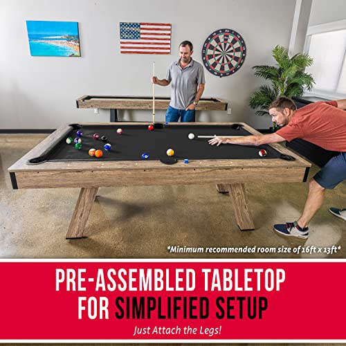 GoSports 7 ft Pool Tables with Wood Finish - Choose Your Style - Modern Billiards Table with 2 Cue Sticks, Balls, Rack, Felt Brush and Chalk - style: Black, Brown Wood Finish