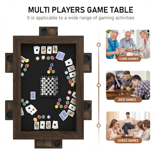 ARTETHYS Board Game Table with Mat & Removable Top Panels for 4-6 Players | 62"x38" Convertible Dining to Gaming Table,Big Card Table with 6 Cup Holders & Hobby Tray for Poker,Family Gatherings