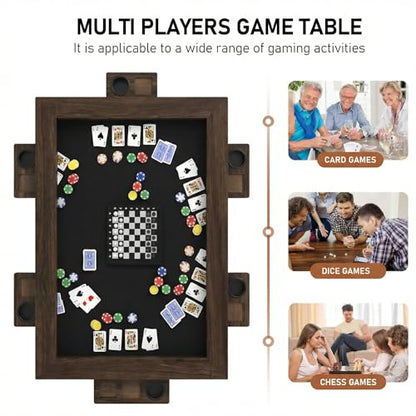 ARTETHYS Board Game Table with Mat & Removable Top Panels for 4-6 Players | 62"x38" Convertible Dining to Gaming Table,Big Card Table with 6 Cup Holders & Hobby Tray for Poker,Family Gatherings